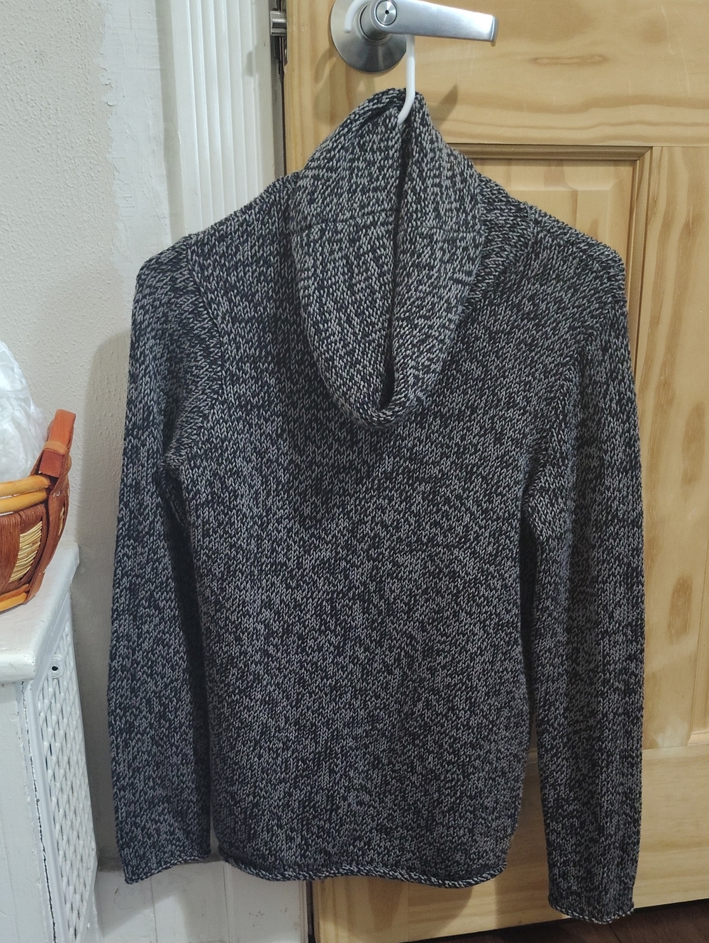Calvin Klein Jeans Black & Gray Marled Cowl Neck Sweater Cotton Blend
